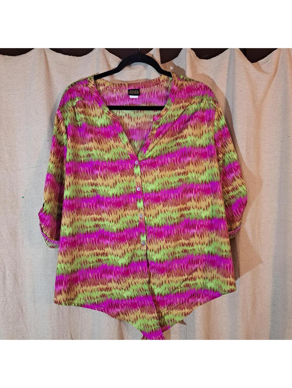 Salon Studio Women's XX Button-Up Blouse with Tie Front